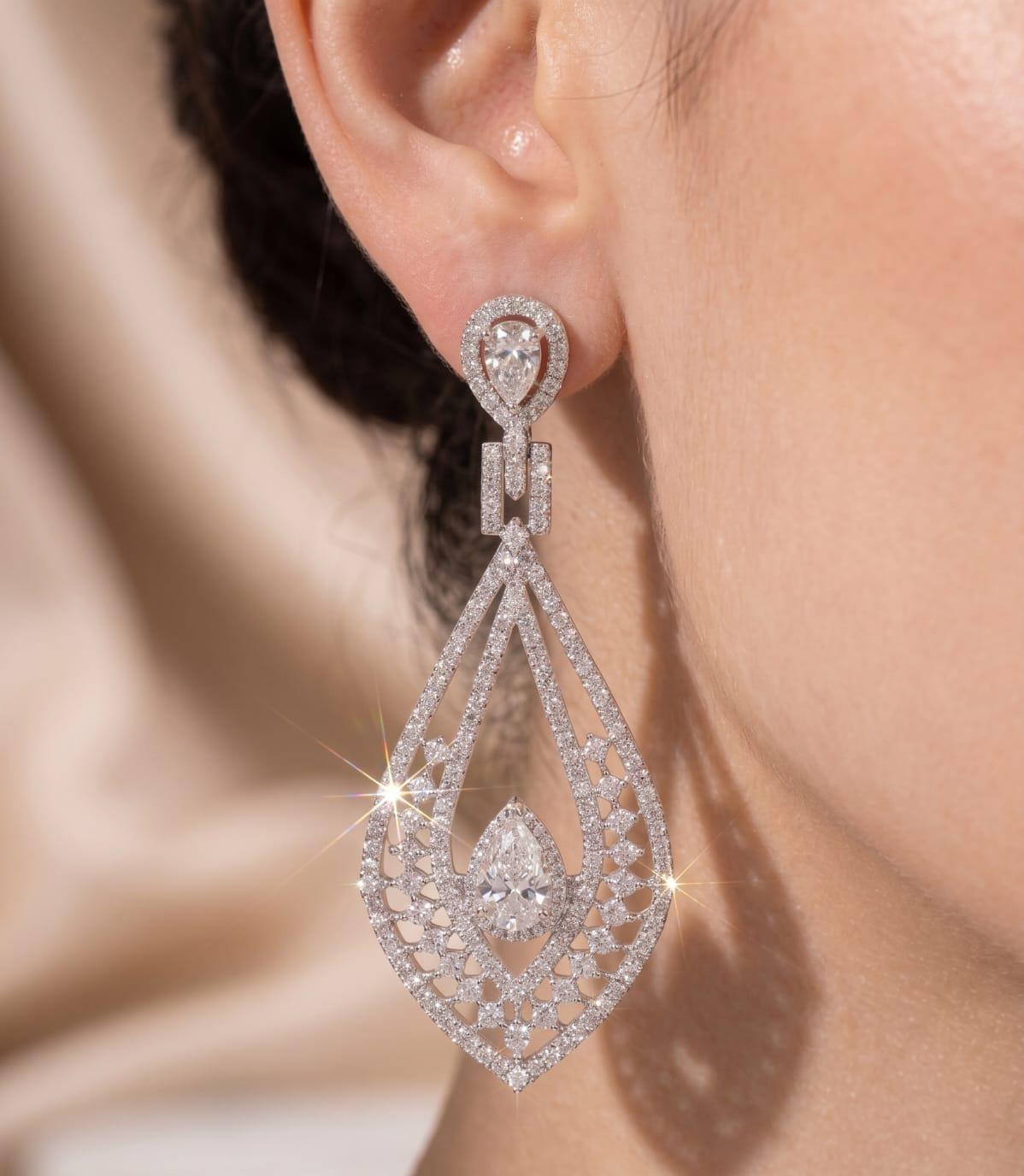 Celestial American Diamond Long Earrings