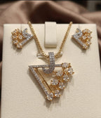 18K Gold-Plated Designer Pendant Set