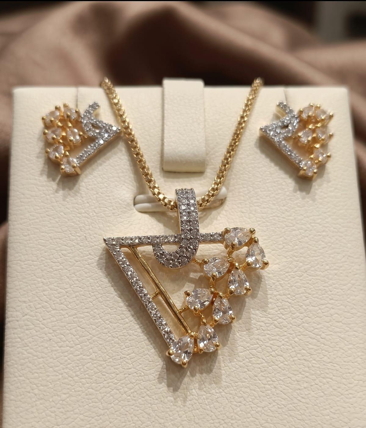 18K Gold-Plated Designer Pendant Set