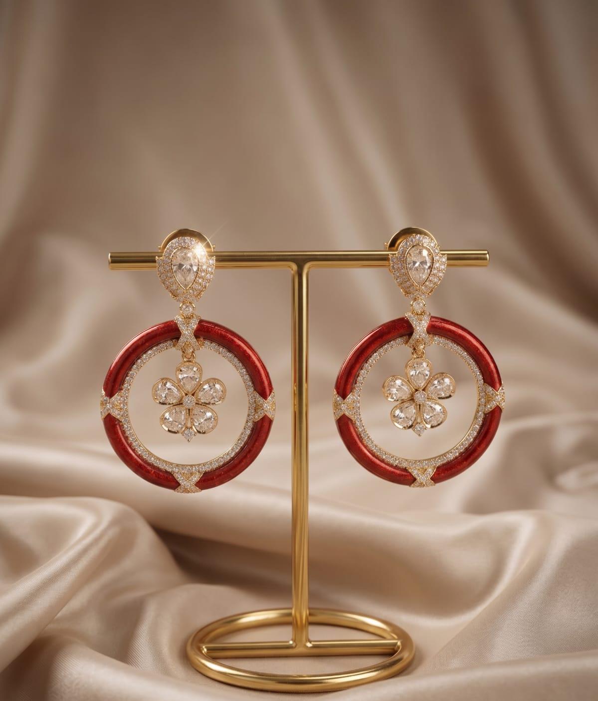 Autumn Glow Designer Kundan Earrings