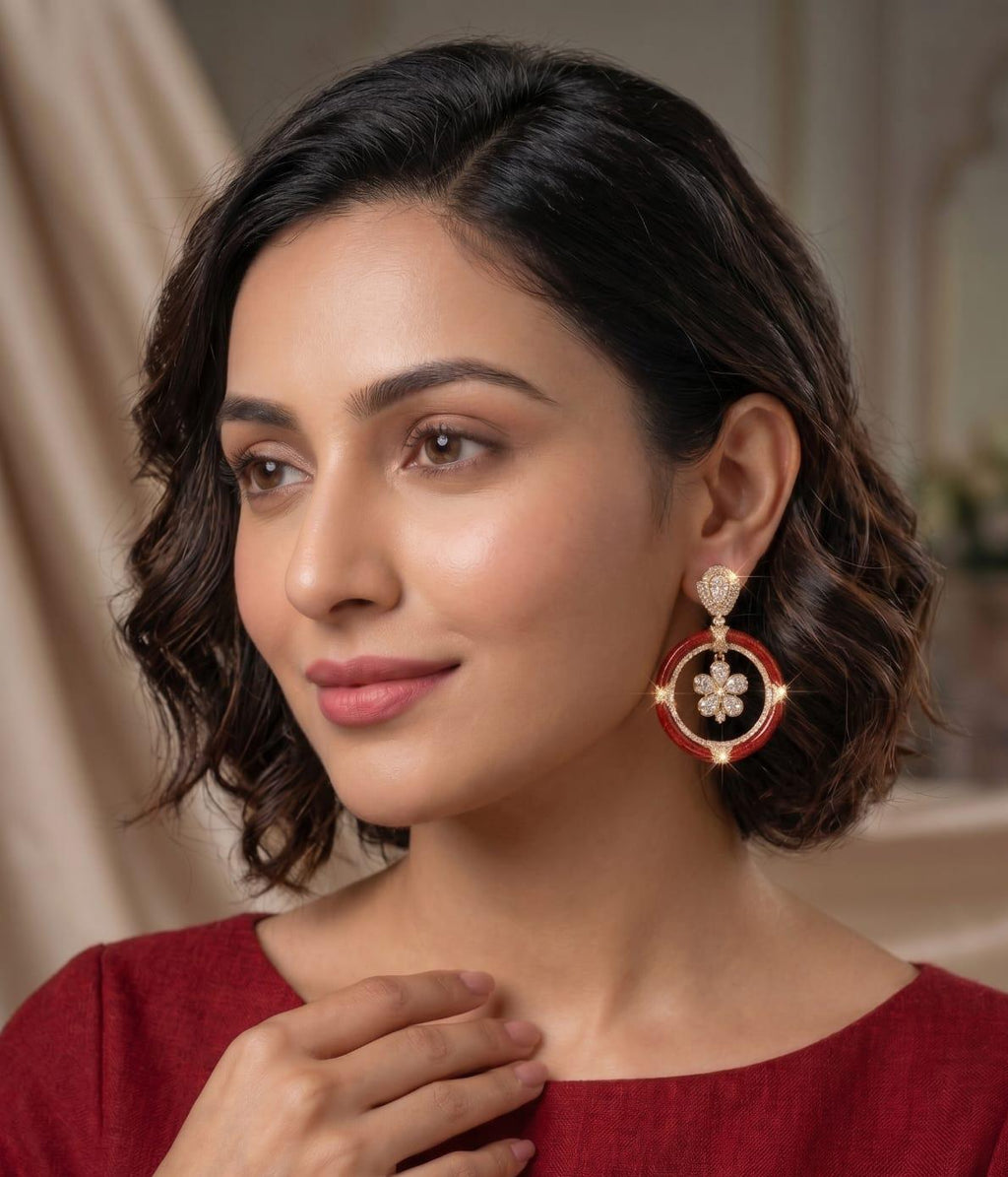 Autumn Glow Designer Kundan Earrings