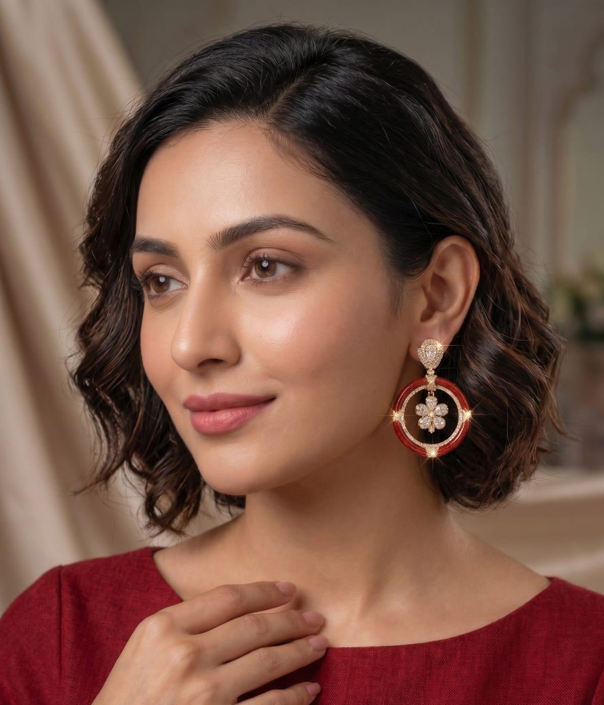 Autumn Glow Designer Kundan Earrings