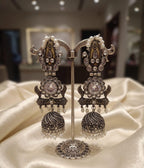 Royal Heirloom Silver Replica Jhumki | Statement Earrings