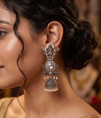 Royal Heirloom Silver Replica Jhumki | Statement Earrings