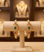 Royal Emerald American Diamond Bangles | Gold-Plated Elegance