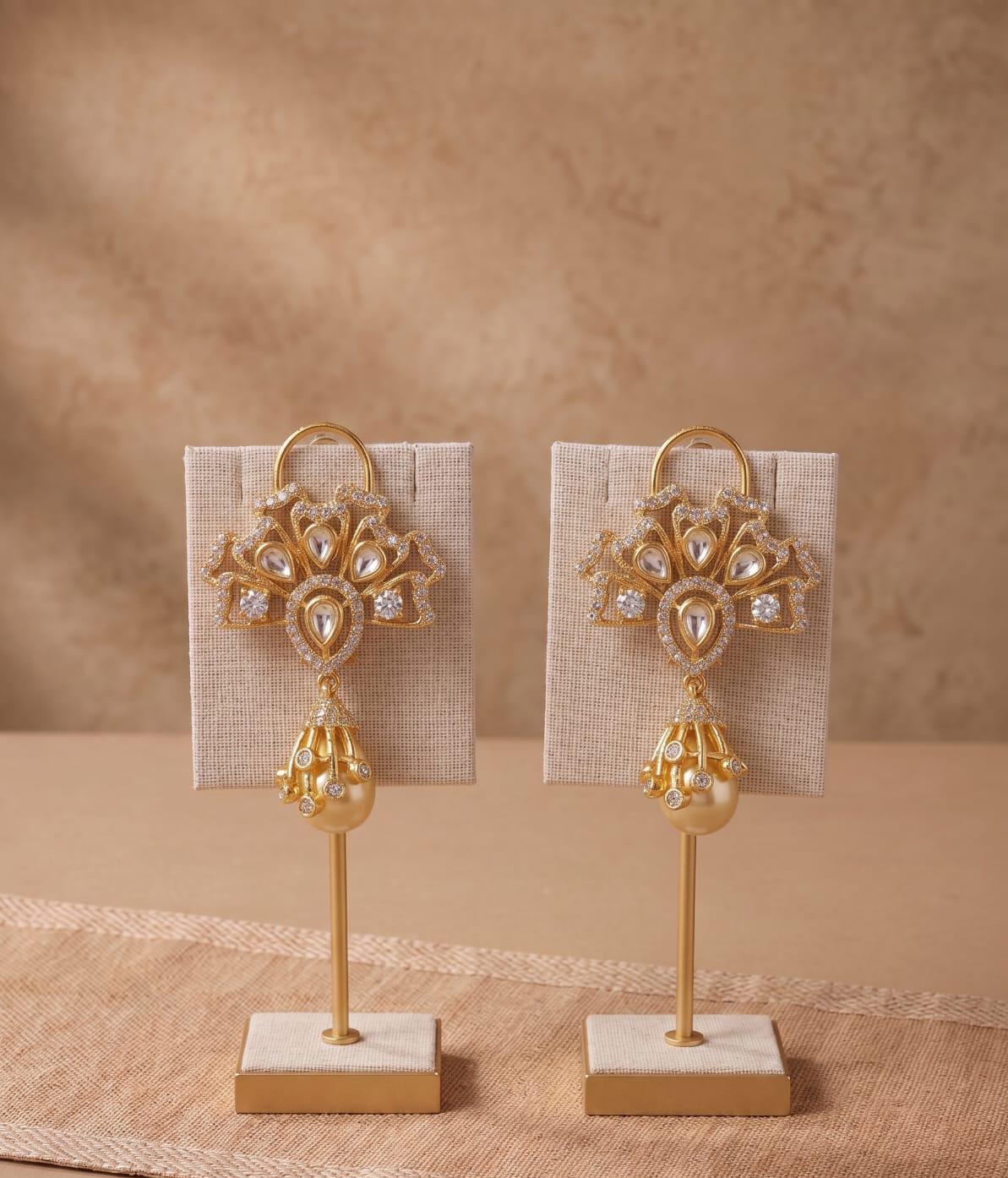 Royal Pearl Grace Necklace Set | Premium Pearl Ball Necklace with 18K Gold Plated Kundan & American Diamond Pendant