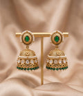 Medium Royal Kundan Jhumki with Green Beads