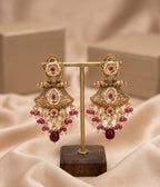 Royal Ruby Kundan & Pearl Statement Earrings