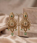 Premium Antique Kundan Green Stone Earrings