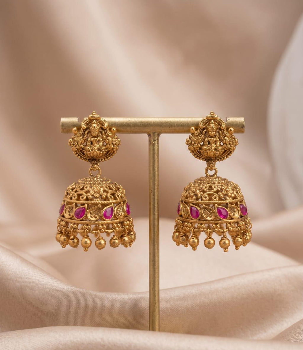 Royal Small Ruby Jhumki Earrings