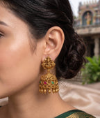 Small Temple Ruby & Emerald Jhumki