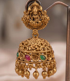 Small Temple Ruby & Emerald Jhumki