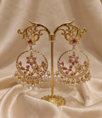 Elegant Jadau Pearl & Ruby Earrings