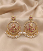 Elegant Jadau Pearl & Ruby Earrings