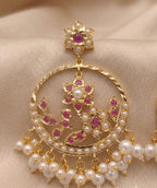 Elegant Jadau Pearl & Ruby Earrings