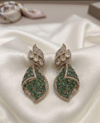 Emerald Kundan Leaf Earrings
