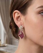 Ruby Kundan Leaf Earrings