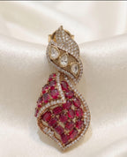 Ruby Kundan Leaf Earrings