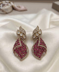 Ruby Kundan Leaf Earrings