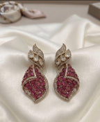 Ruby Kundan Leaf Earrings