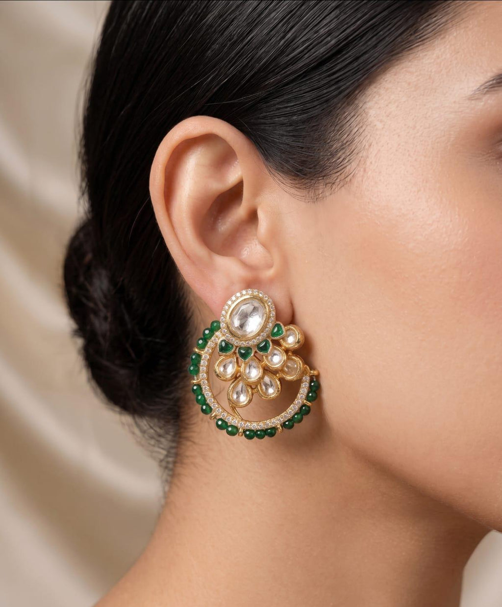 Royal Emerald Kundan Studs