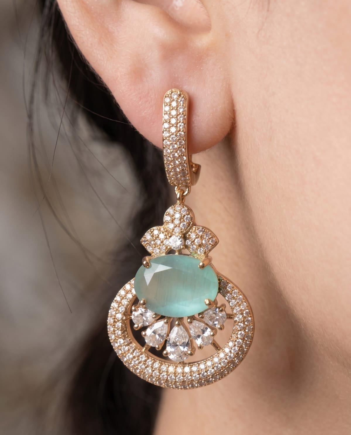 Mehandi Polish American Diamond Earrings