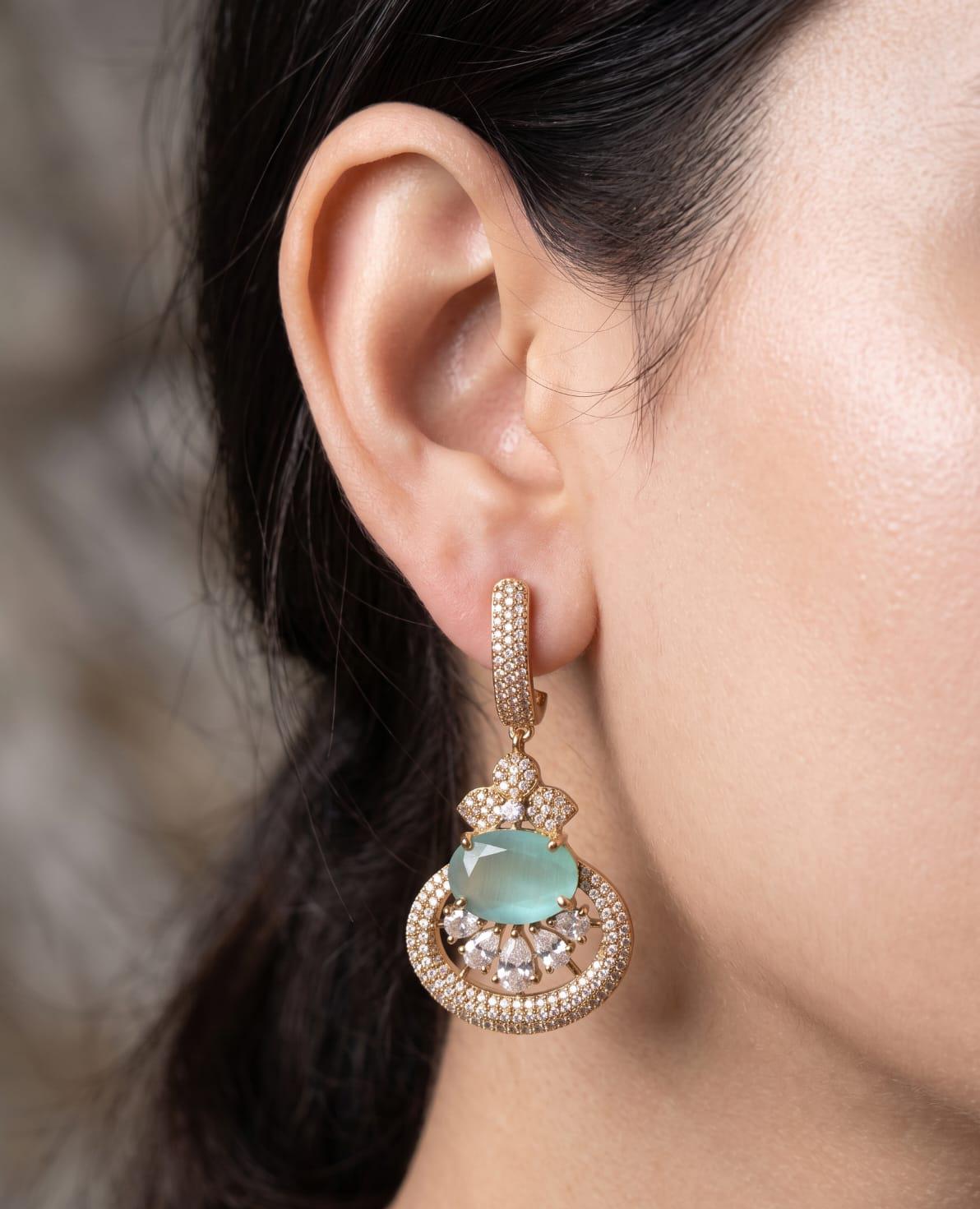 Mehandi Polish American Diamond Earrings