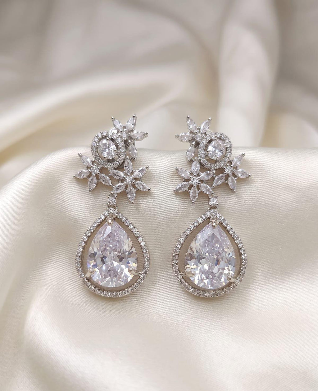 Elegant Floral American Diamond Earrings