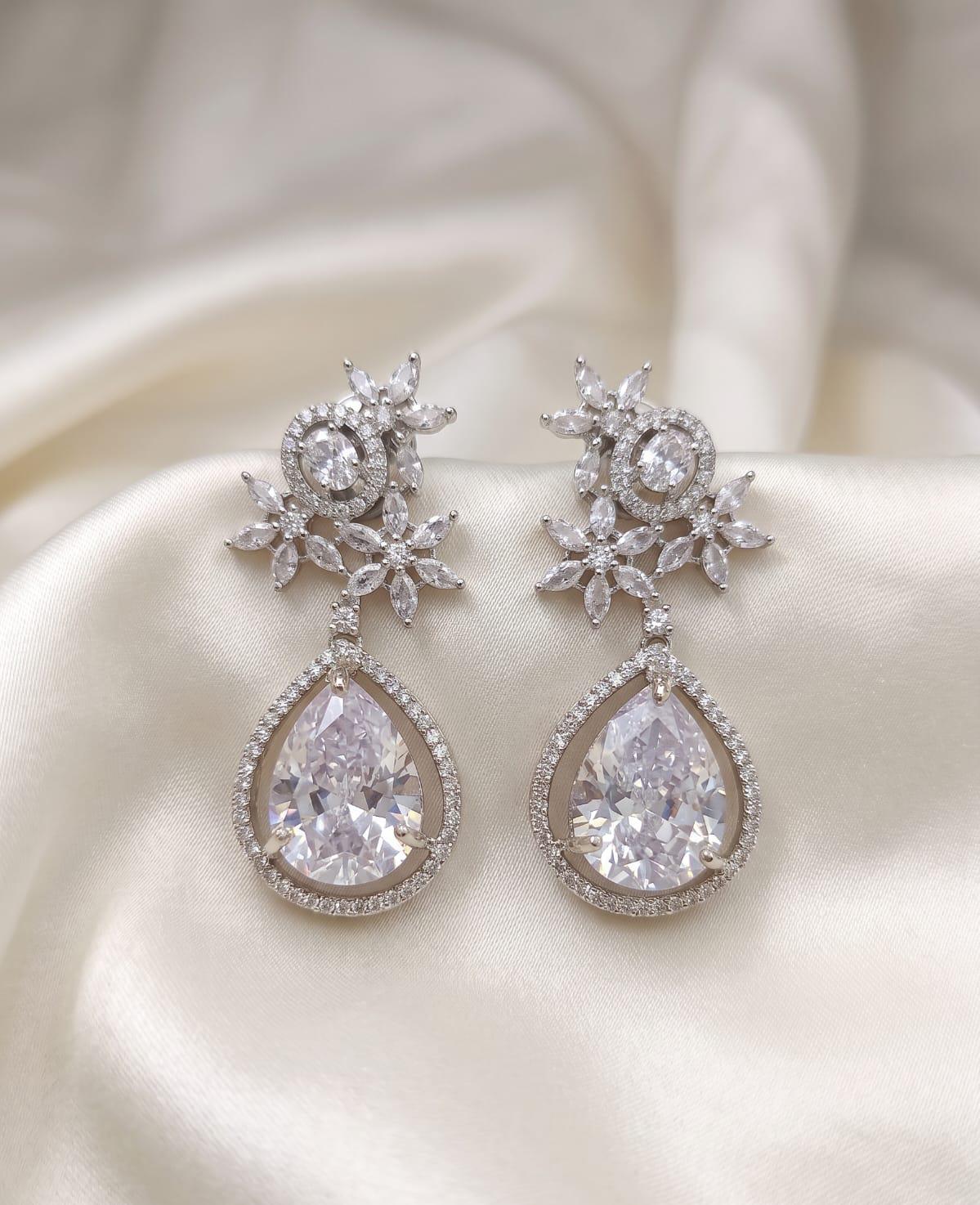 Elegant Floral American Diamond Earrings