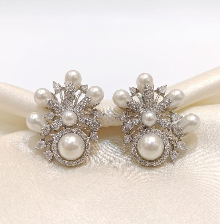 Pearl Bloom American Diamond Studs