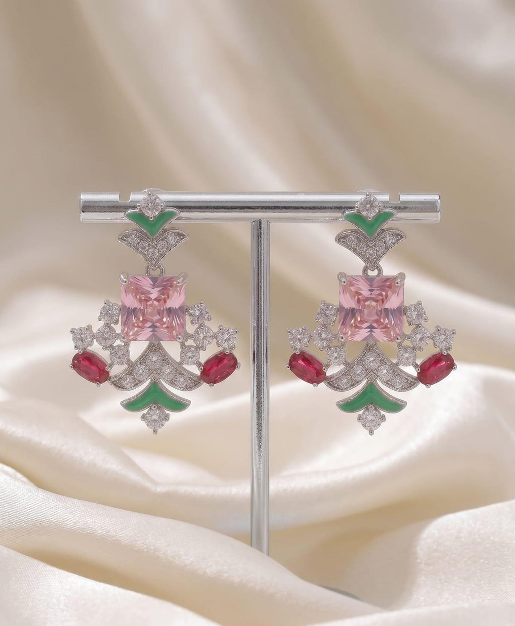 Blush Emerald Luxe Imported AD Earrings