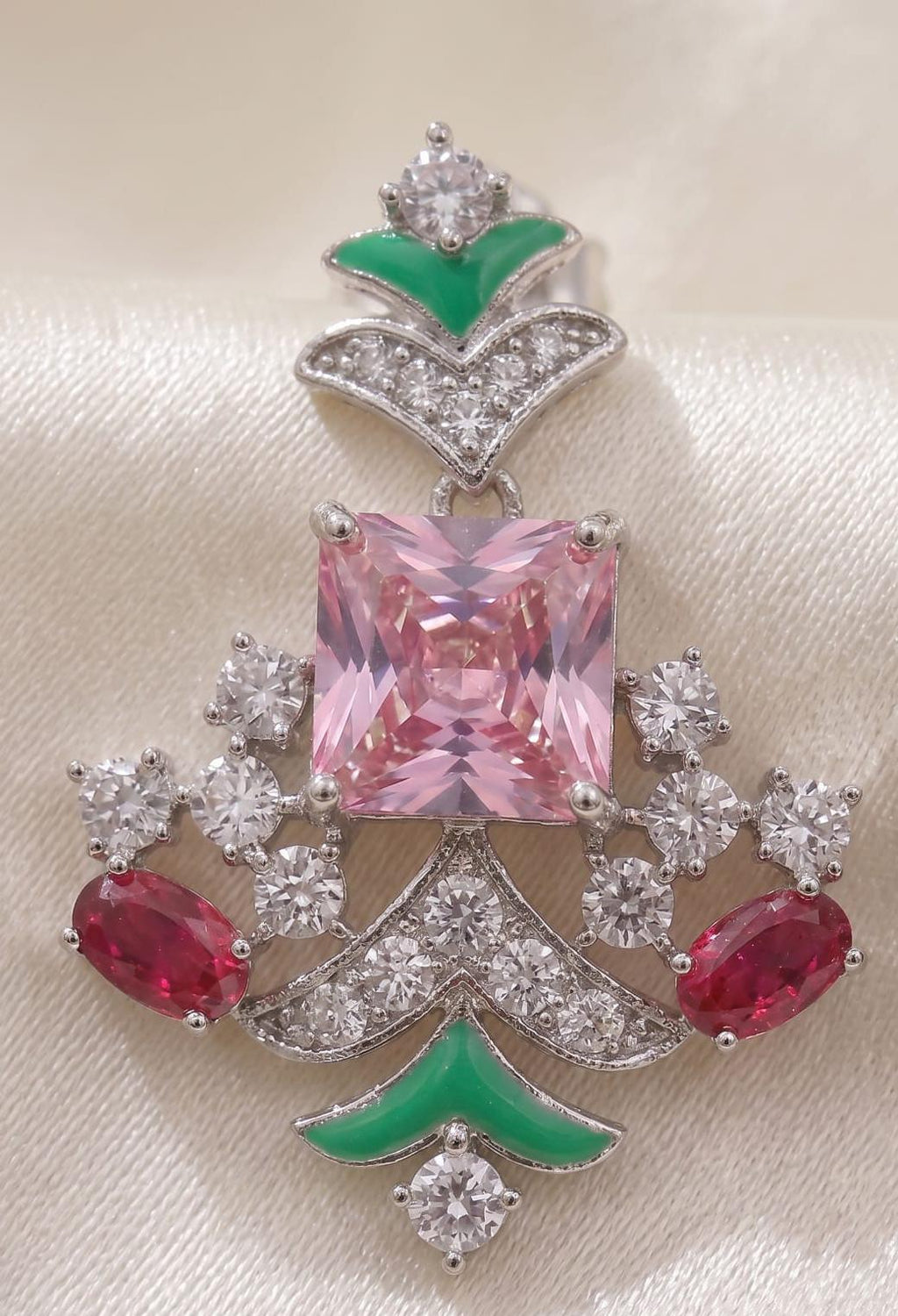 Blush Emerald Luxe Imported AD Earrings