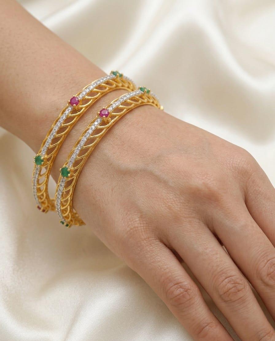 Ruby & Emerald Luxe AD Bangles