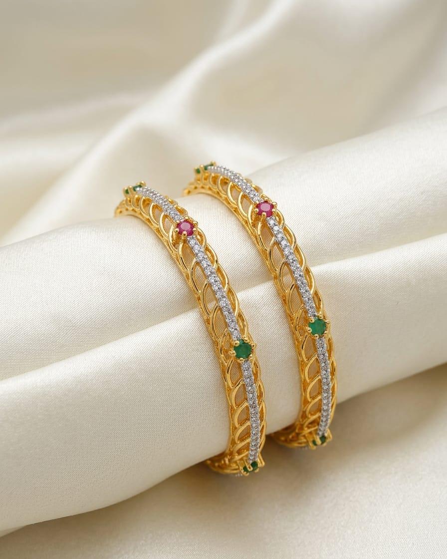 Ruby & Emerald Luxe AD Bangles
