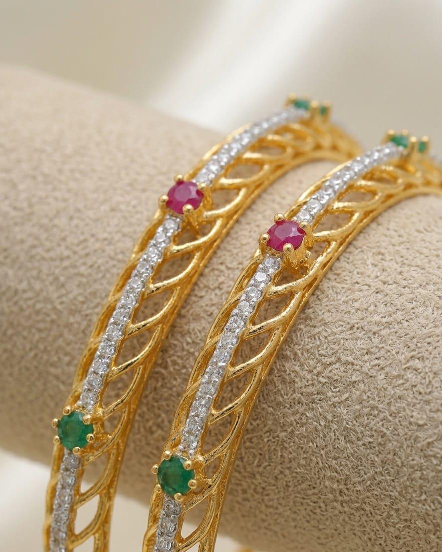 Ruby & Emerald Luxe AD Bangles