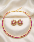 Premium 18K Gold-Plated Ruby Baguette Hasli