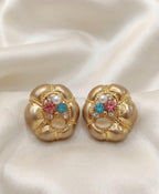 Multicolour Pearl & Crystal Statement Studs