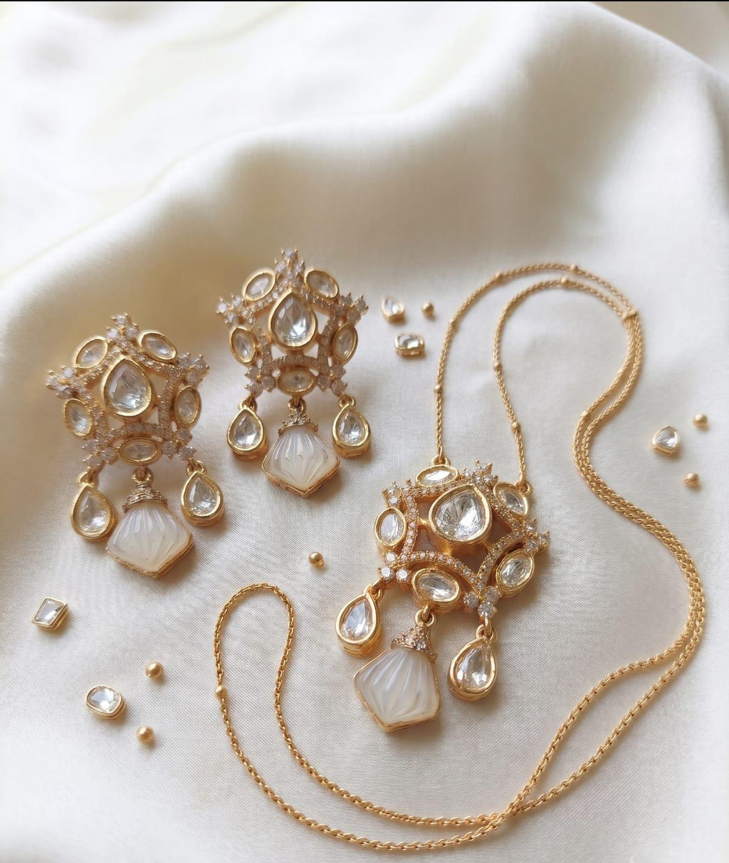 Regal Mother of Pearl Kundan Set