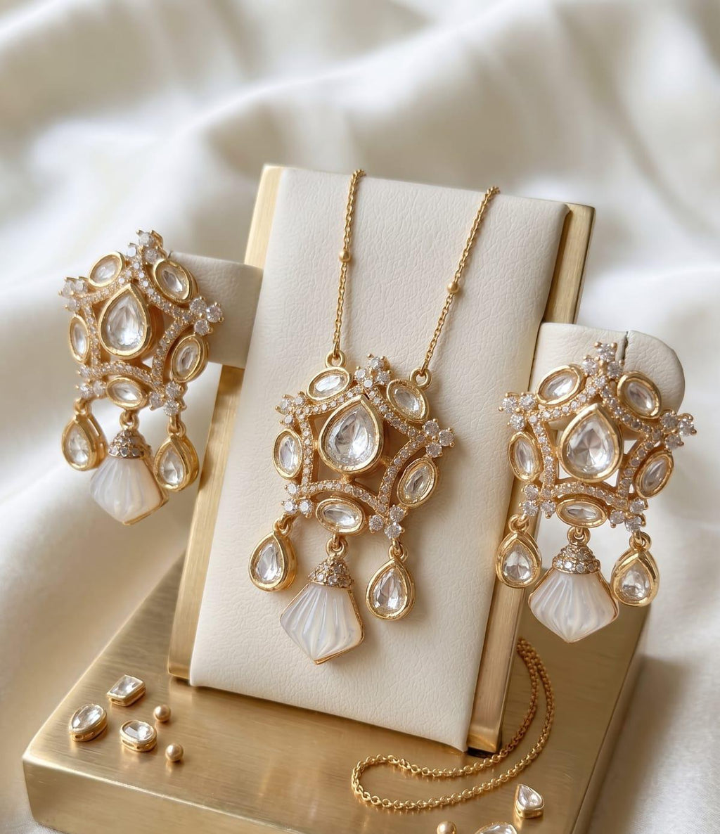 Regal Mother of Pearl Kundan Set