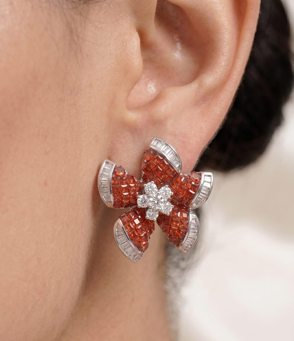 Rust Orange American Diamond Studs