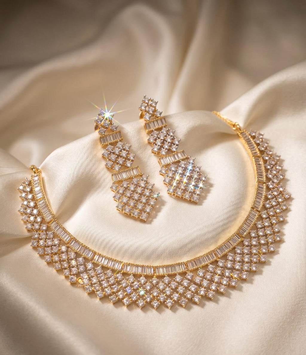 Diamond Cascade Necklace Set