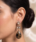Noir Kundan Marble Earrings