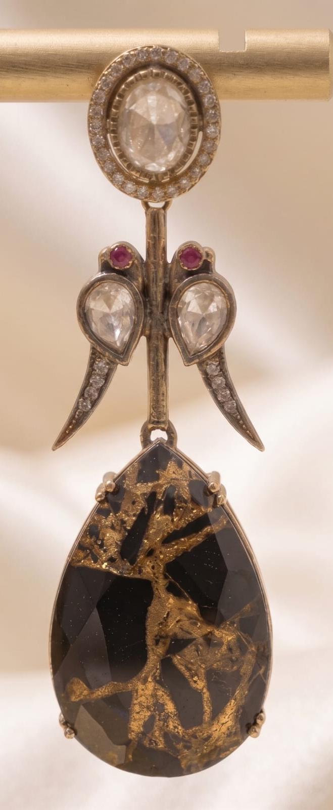 Noir Kundan Marble Earrings