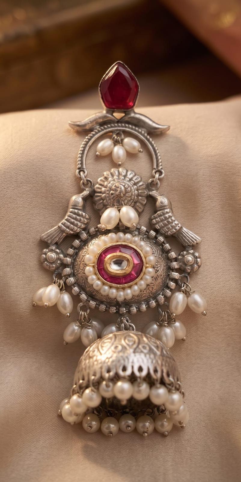 Lightweight Royal Silver Replica Jhumkis