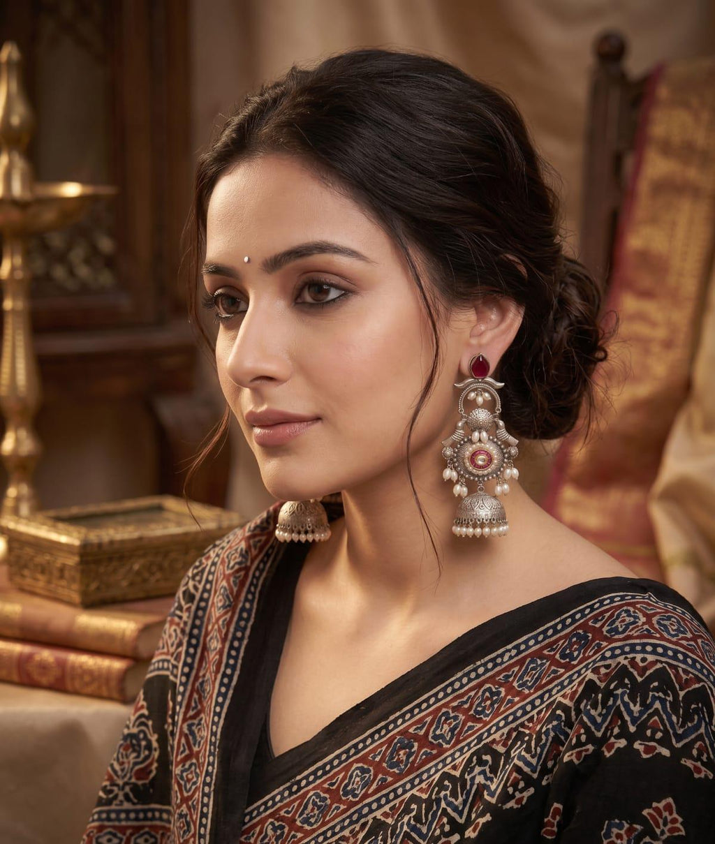 Lightweight Royal Silver Replica Jhumkis