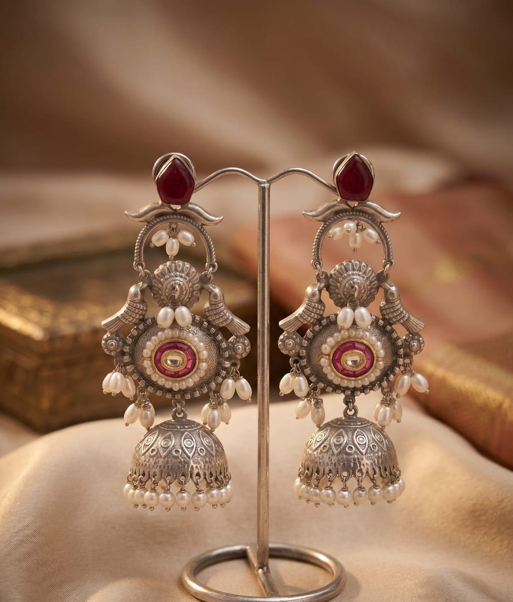 Lightweight Royal Silver Replica Jhumkis