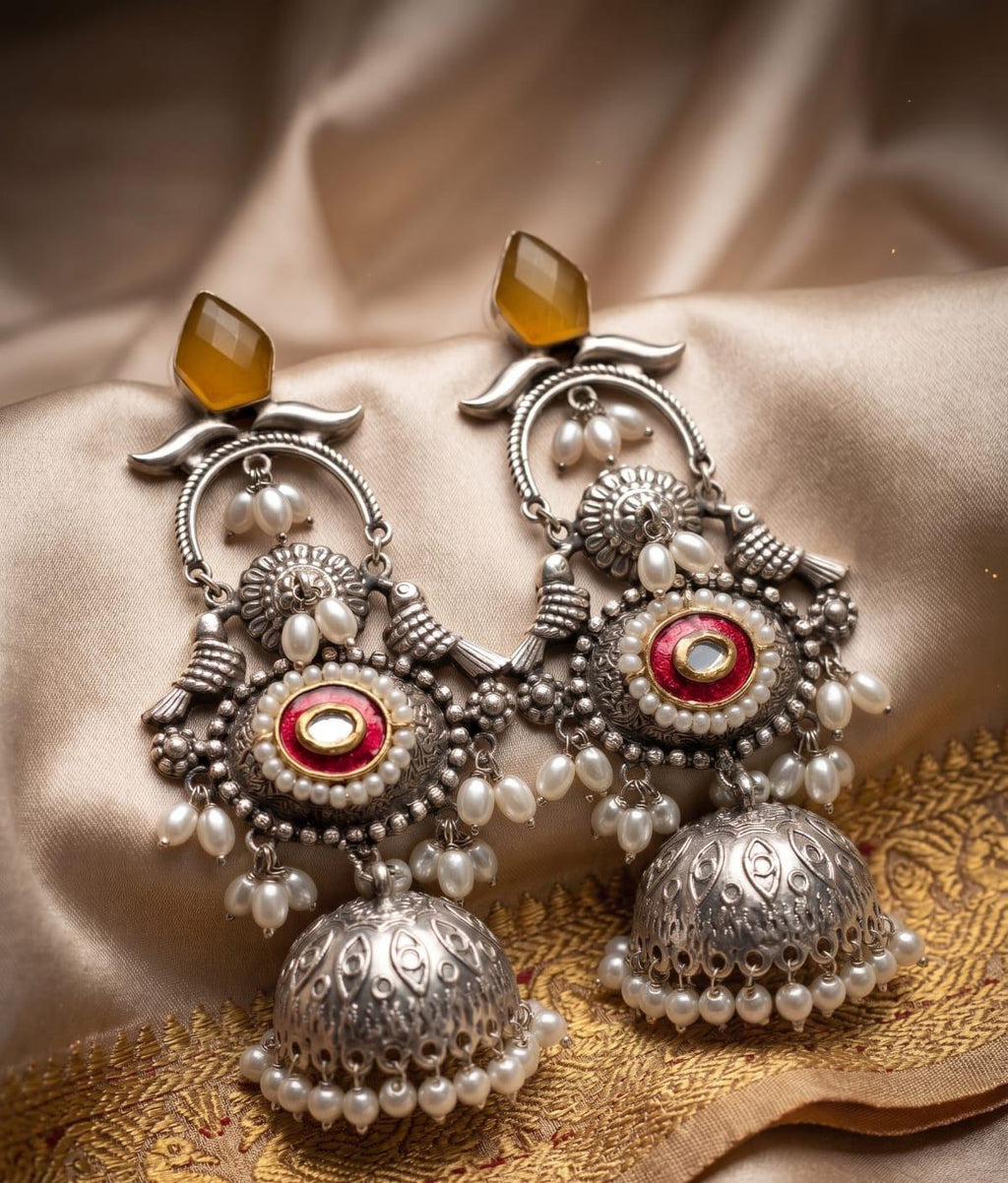 Lightweight Royal Silver Replica Jhumkis