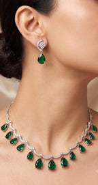 Emerald Cascade AD Necklace Set