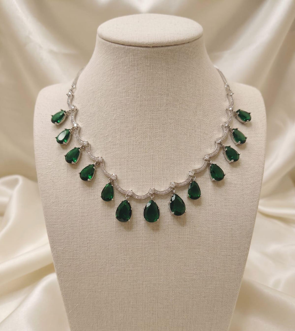 Emerald Cascade AD Necklace Set