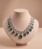 Emerald Luxe American Diamond Necklace Set